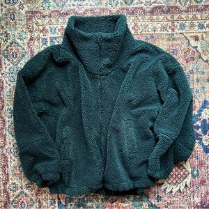 Cozy Dark Forest Green Teddy Jacket, size 3X